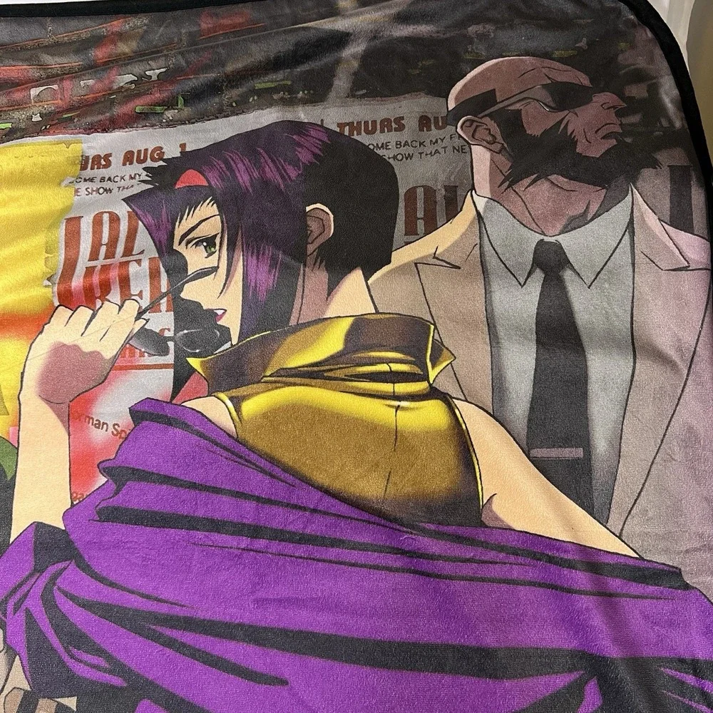 Cowboy Bebop Fleece Throw Blanket‎ Multi Color Anime Spike Faye Jet Ed Ein Large